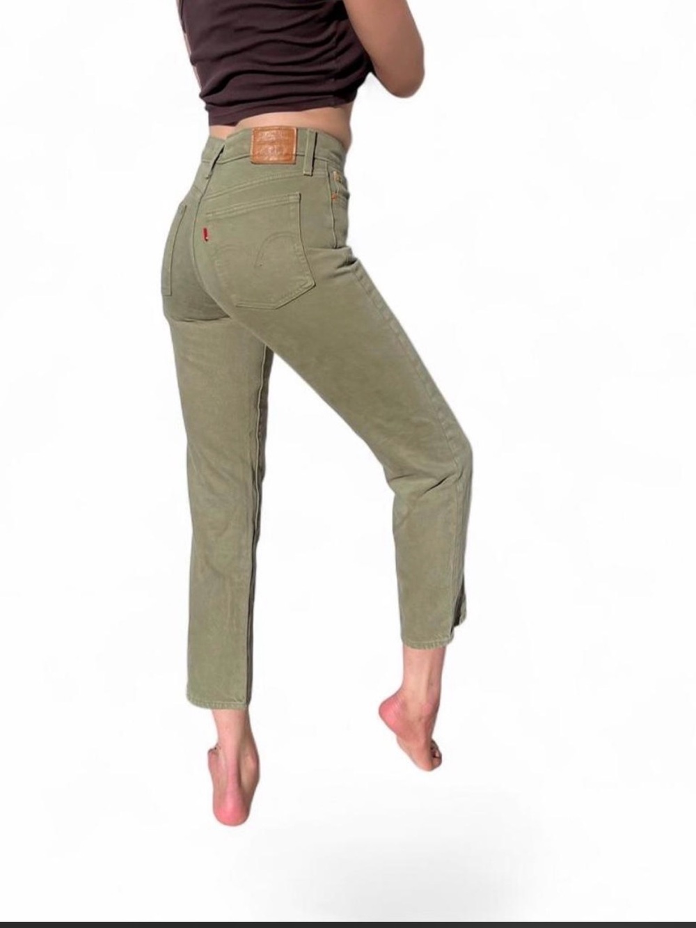 Levi's High-Rise Straight Jeans in Olive